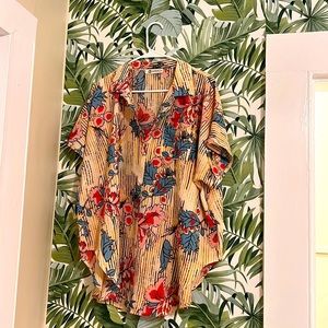 Floral Print Buttoned Cover Up